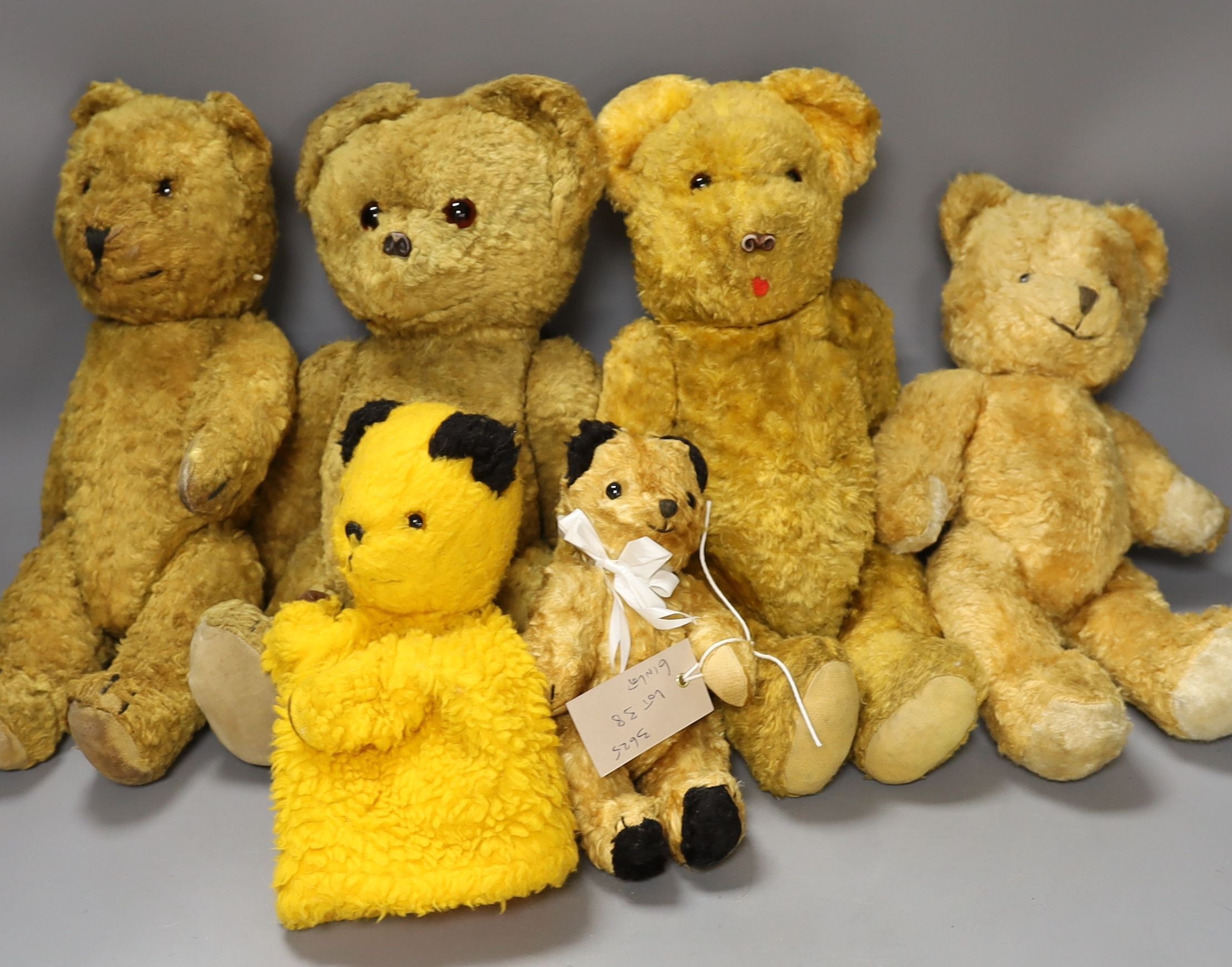 5 Cotton Plush Bears & a Sooty.